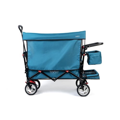 Wapiti Wagon 2 személyes összehajtható strandkocsi kosárral és kihajtható lábtérrel - Sötét türkiz