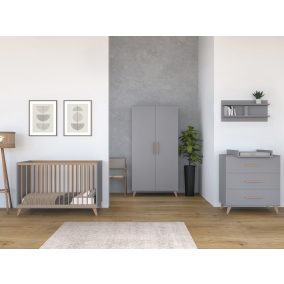   Faktum FLIP Grey babaszoba szett, babaágy 140-es, pelenkázó komód, szekrény, falipolc
