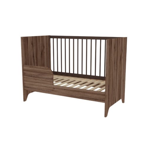 Faktum Nest Walnut babaszoba szett, babaágy 120-as, pelenkázó komód, falipolc