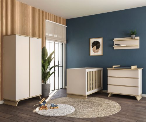 Faktum Sienna Cashmere babaszoba szett, babaágy 140-es, pelenkázó komód, szekrény, falipolc