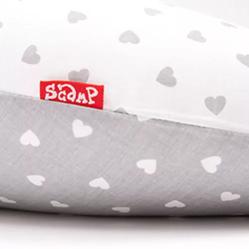 Scamp- Halfmoon(félhold) párna pamut huzattal- LittleHeartWhiteGray
