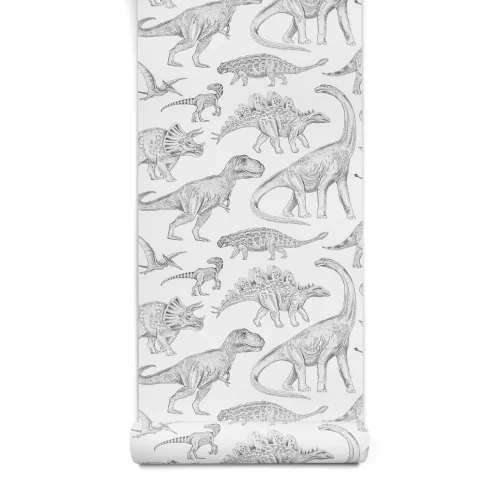 Tapéta- Dinoszauruszok fehér  53X1000cm