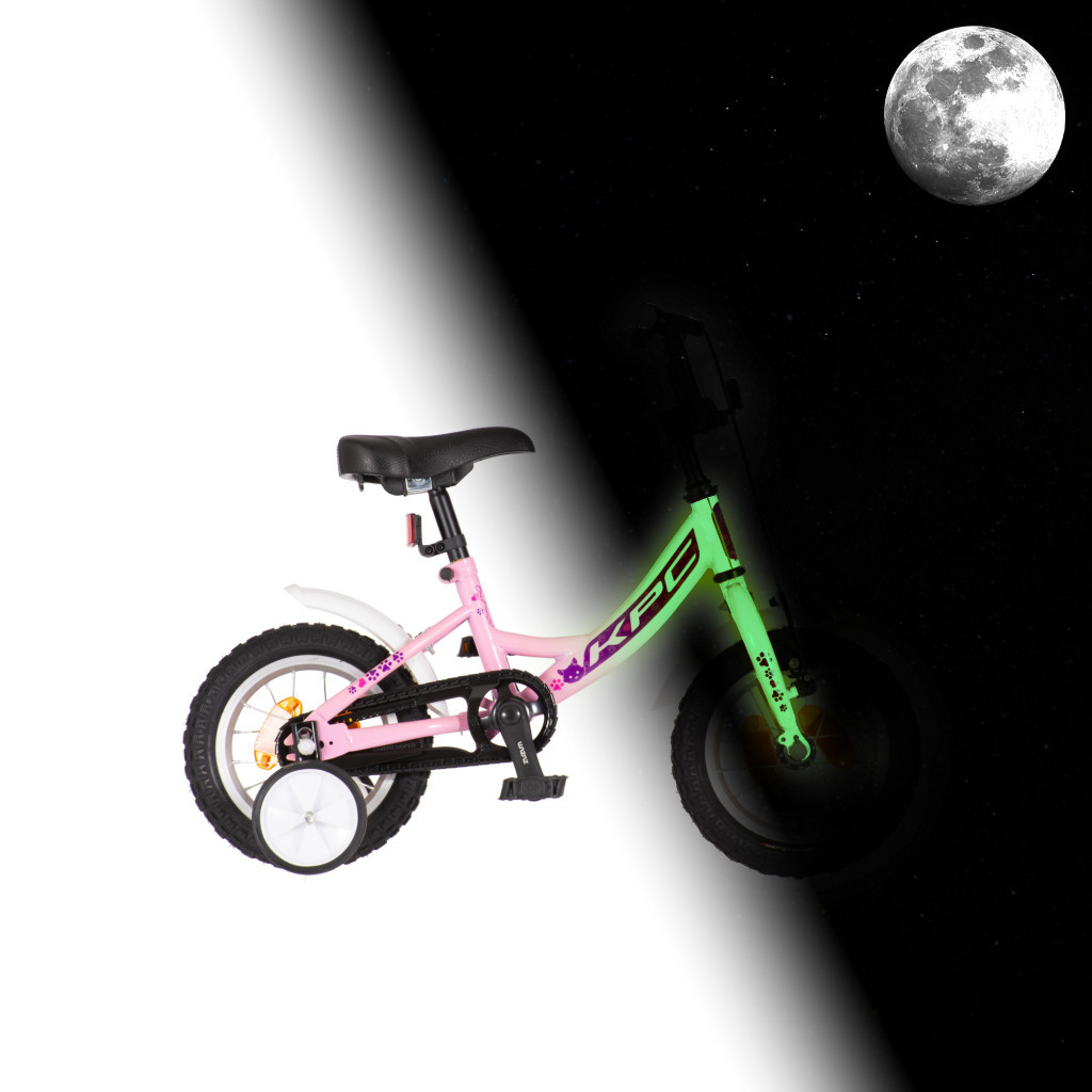 KPC FluoBike Kitty cicás VILÁGÍTÓS 12 rózsaszín fluoreszkáló gyermek kerékpár (1120110)