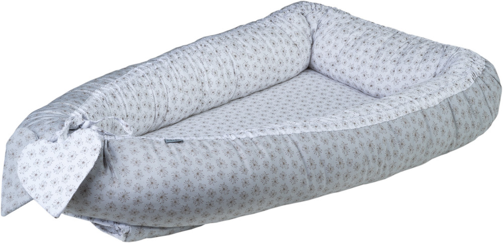 Bubaba babafészek pamutvászon L méret - Grey flower (41014)