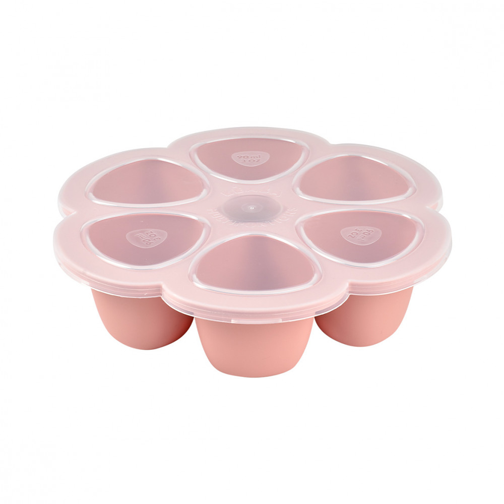 Béaba Szilikon multifunkciós bébiétel tároló - 6 x 90 ml - Sötét rózsaszín - (912595)