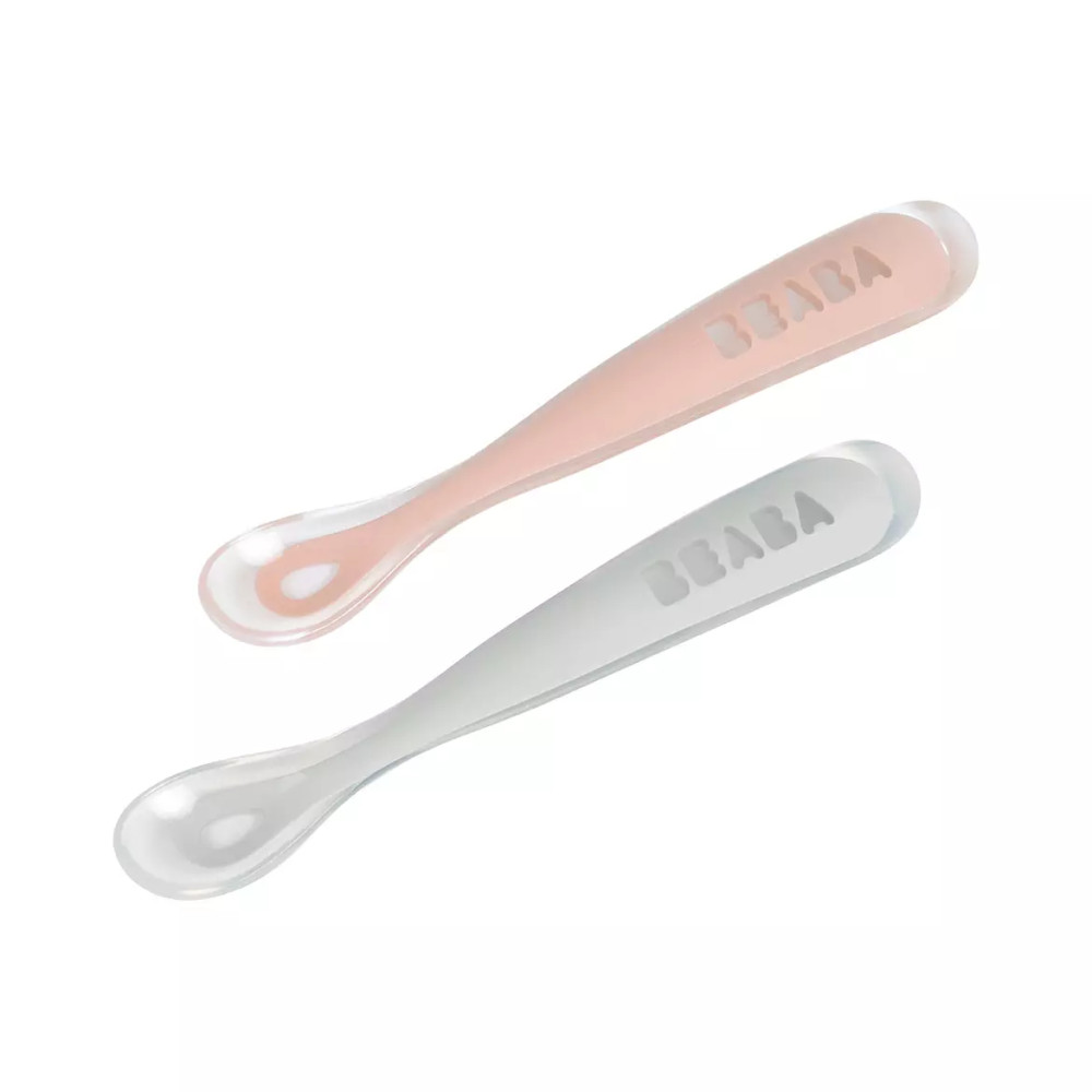 Béaba Ergonomikus Szilikon Hosszú Kiskanál Szett Doboz- Sötét rózsaszín (913469)