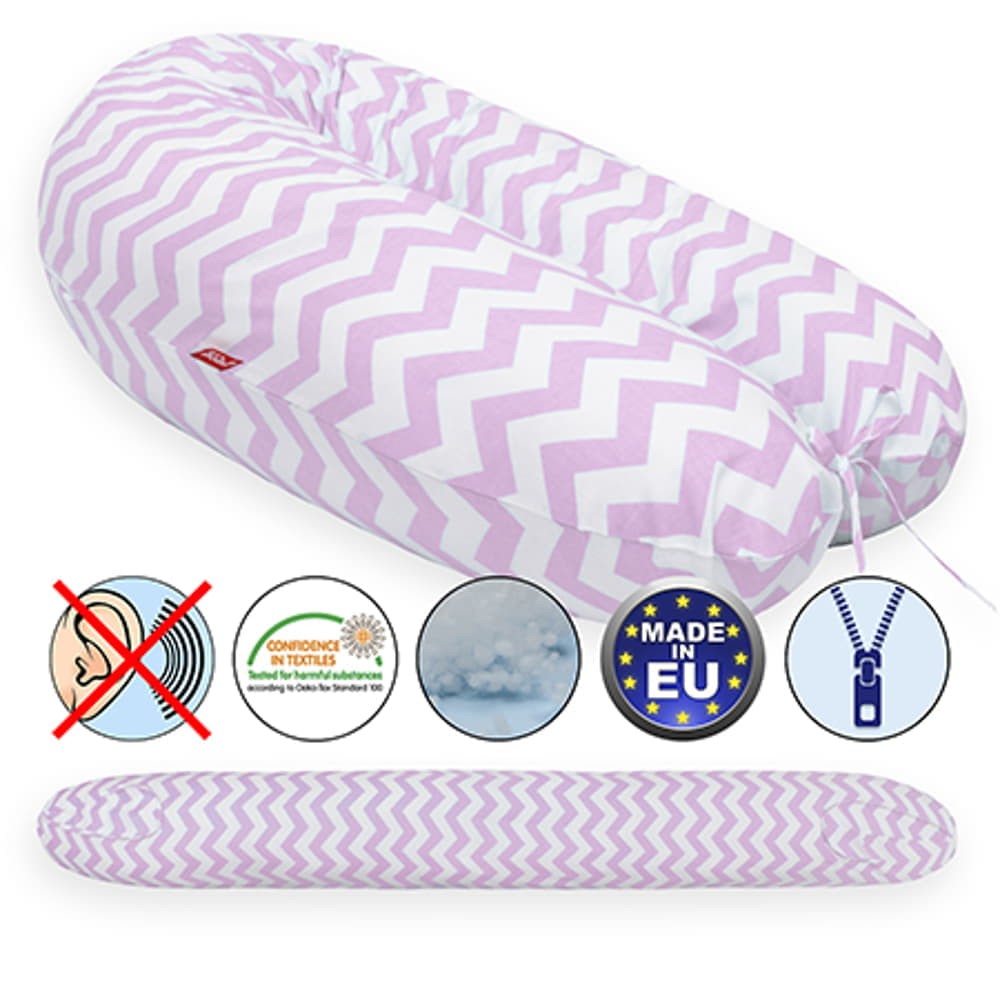 Scamp- formázható univerzális szoptatós párna pamut huzattal- ZigZagPinkWhite (szpe233)